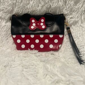 Polka Dot Black and Red Wristlet